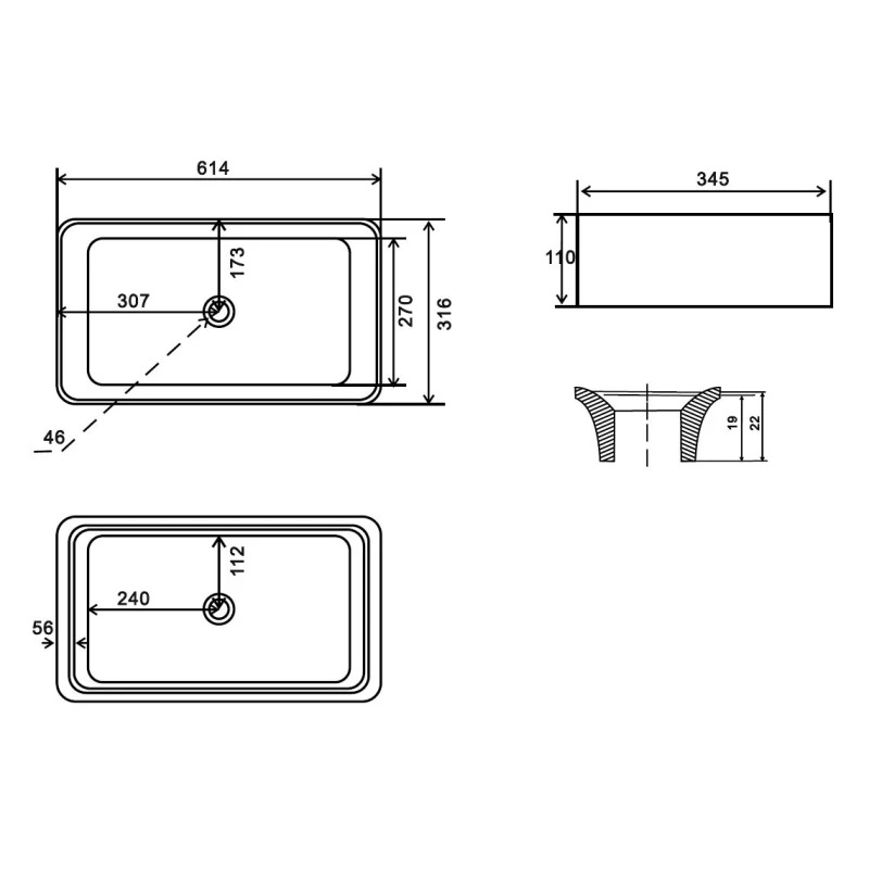 Lavabo da appoggio LINPH Mod. 06 Nero Opaco