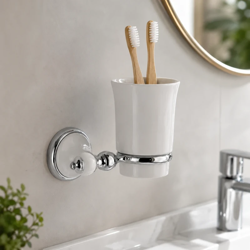 Portabicchiere in ceramica bianco Remer Epoca da parete