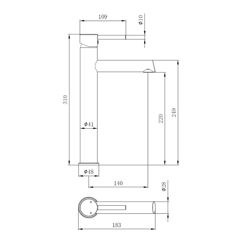 Miscelatore Lavabo Alto Cross Ø35 mm - Idrobric