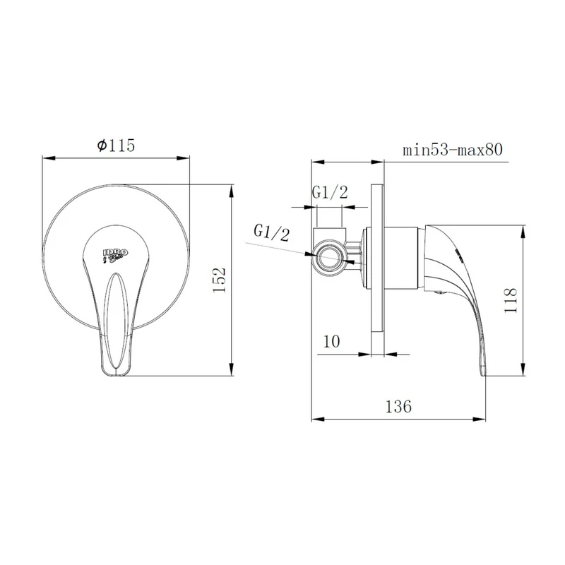 Miscelatore Doccia Incasso Adam Ø40 Idrobric