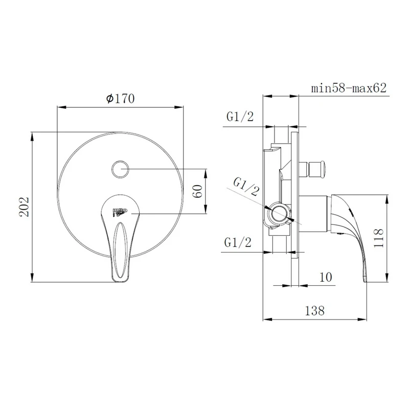 Miscelatore Doccia Incasso Adam Ø40 Idrobric