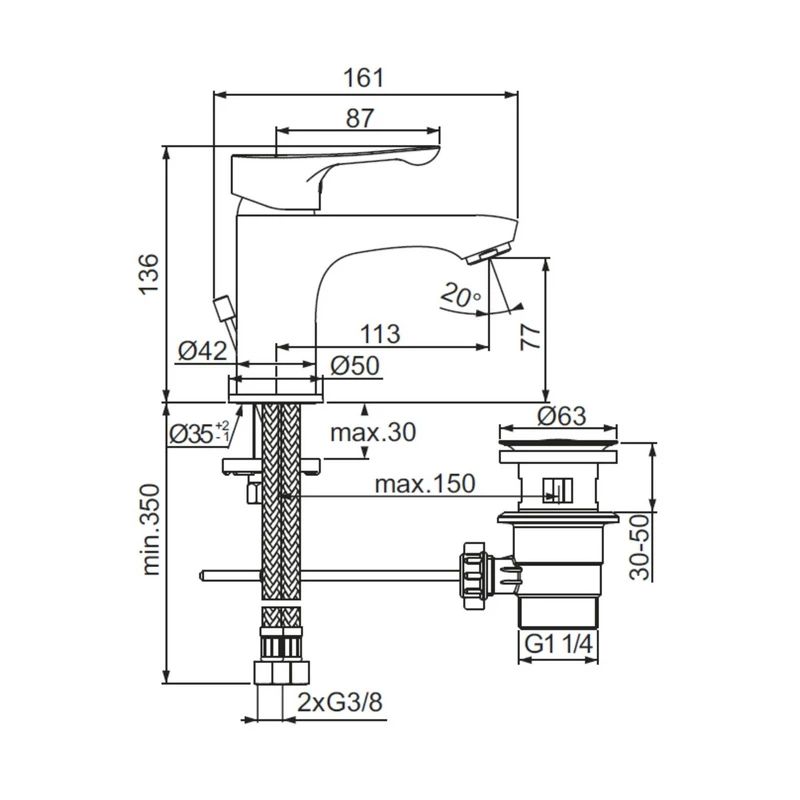 Miscelatore Lavabo Alpha Cromato Ideal Standard
