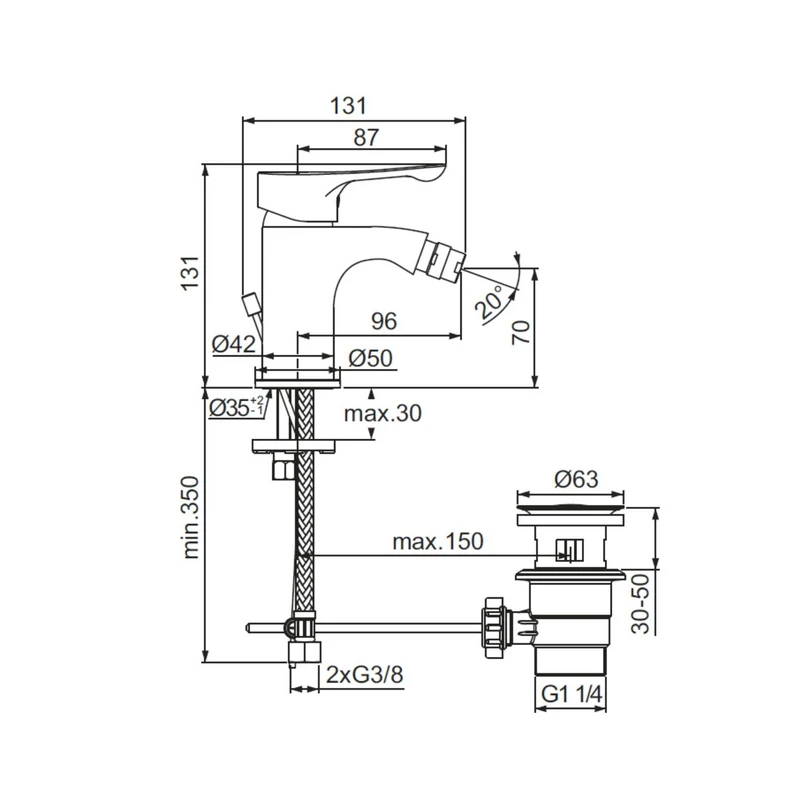Miscelatore Bidet Alpha Cromato Ideal Standard
