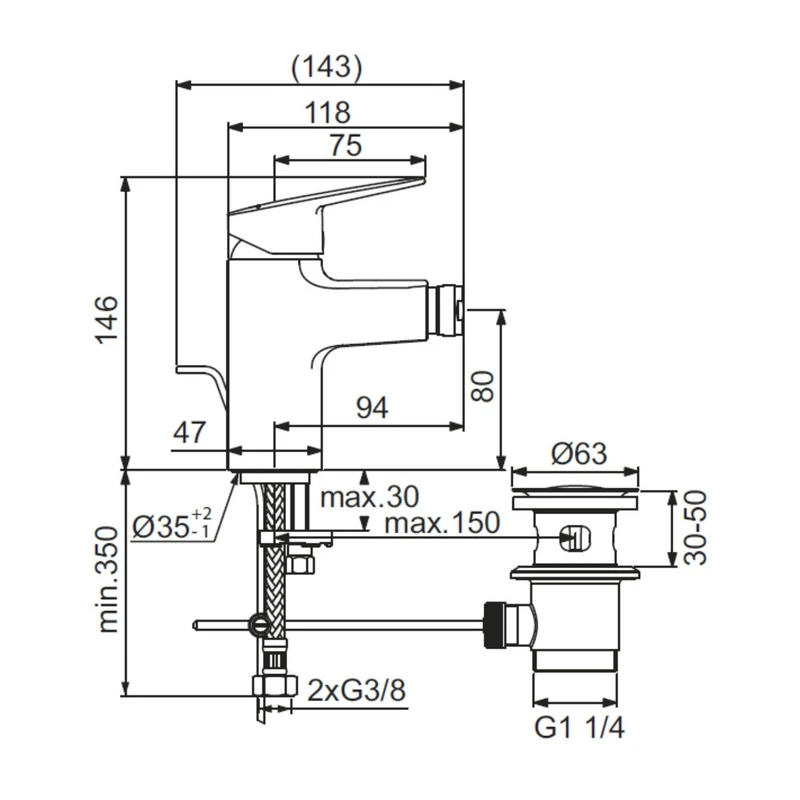 Miscelatore Bidet Ceraplan Cromato - Ideal Standard