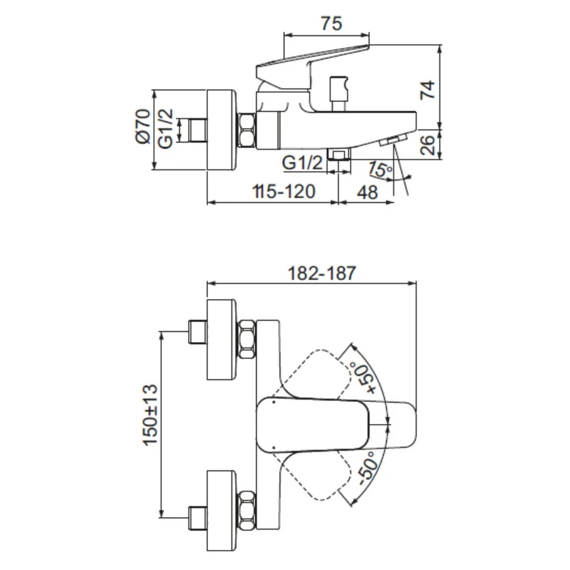 Miscelatore Vasca Doccia Esterno Ceraplan Ideal Standard