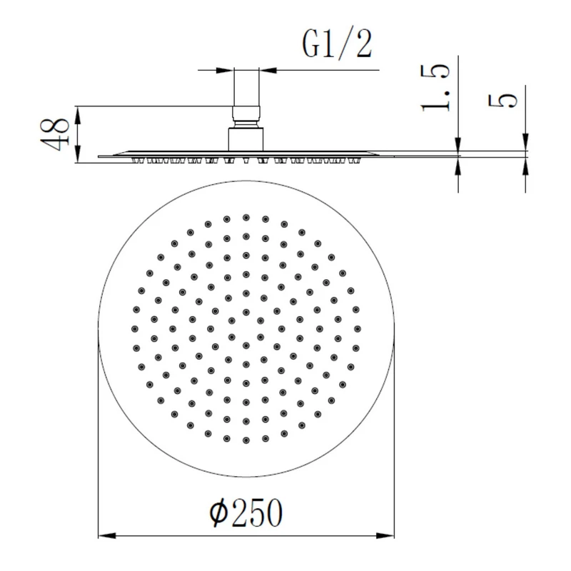 Soffione Meteora Ø25 Nero Opaco - Idrobric