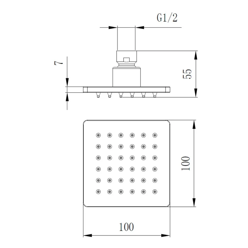 Soffione Doccia Atene Quadrato 10x10 cm - Idrobric