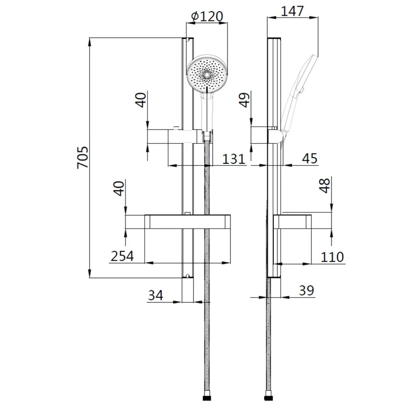 Saliscendi Doccia Lift Cromato Idrobric