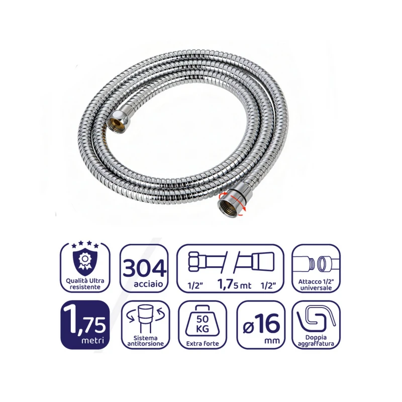 Flessibile Doccia Conico SS304 Idrobric 175 cm