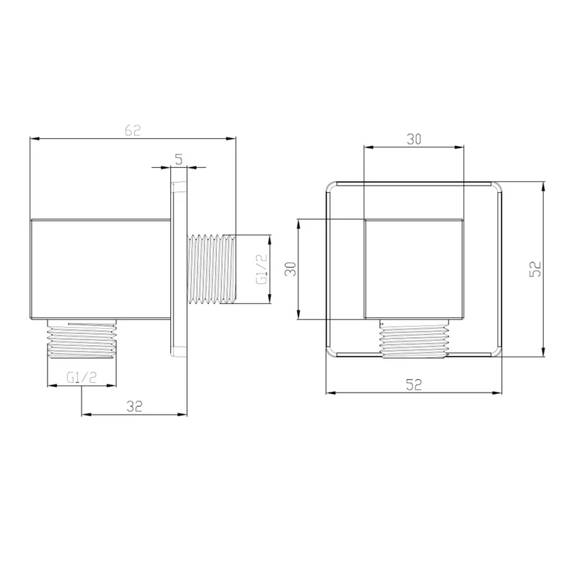 Curva Presa Acqua Quadra Cromata - Idrobric