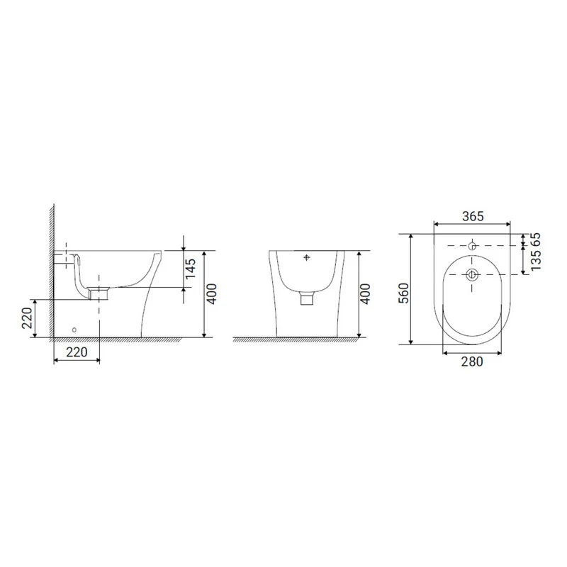 Bidet Agatha Filo Muro Idrobric