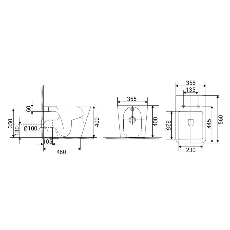 Vaso WC Derby Rimless Quadrato - Idrobric