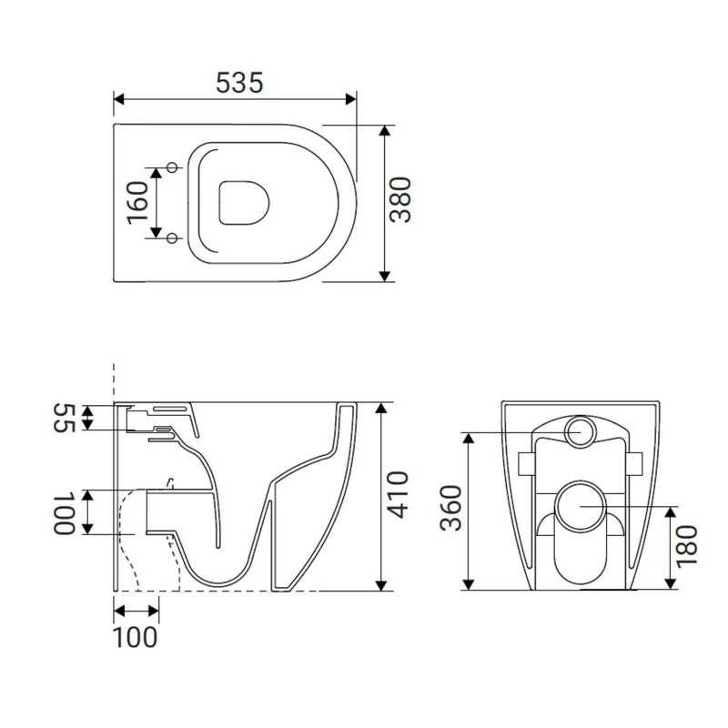 Vaso WC Strong Rimless Nero Satinato - Idrobric