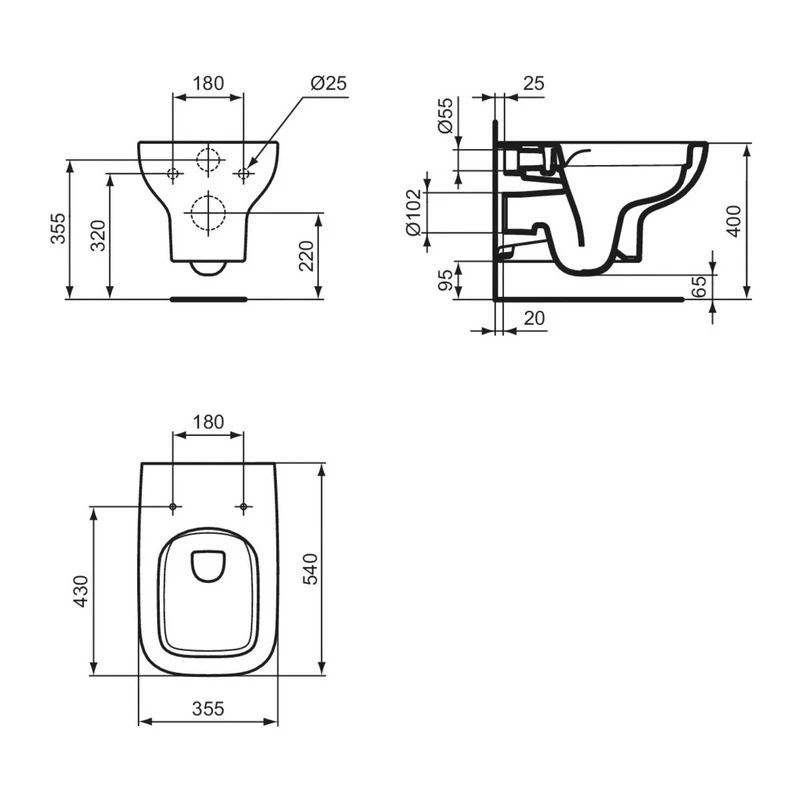 Vaso WC i.life A Sospeso Rimless Ideal Standard
