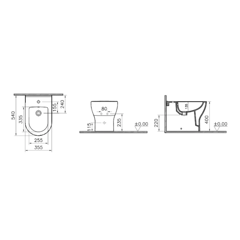 Bidet Mia Round a Terra Filo Muro - Idrobric