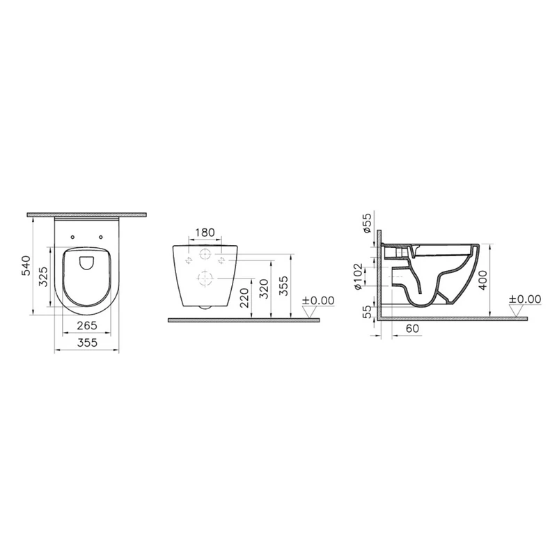 Vaso WC Mia Round Sospeso Rimless Idrobric