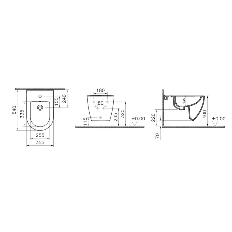 Bidet Mia Round Sospeso Idrobric