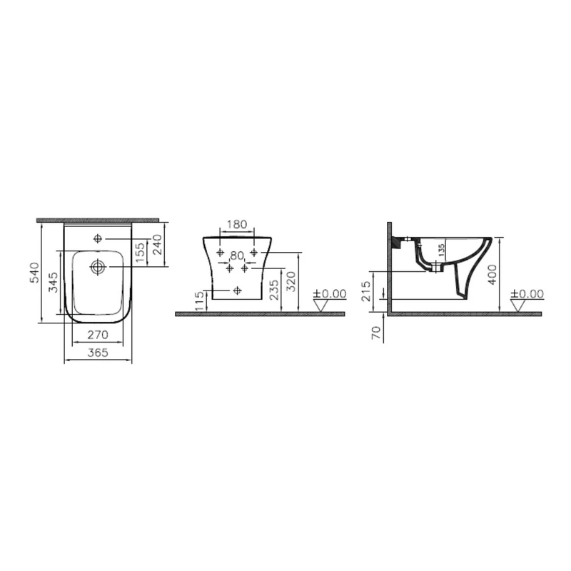 Bidet Mia Square Sospeso Idrobric