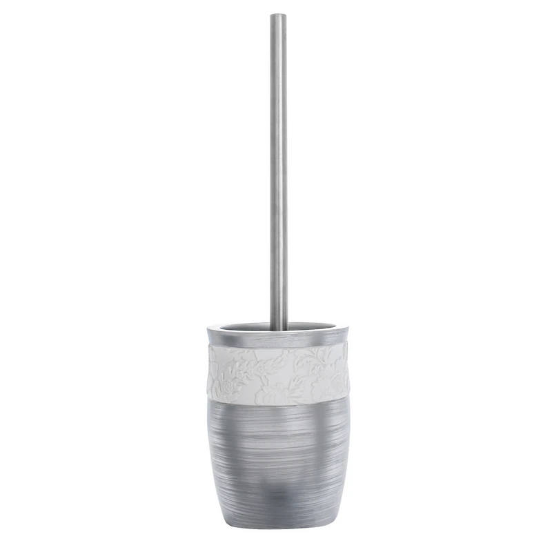 Portascopino WC Damasco Bianco Argento - Aquasanit