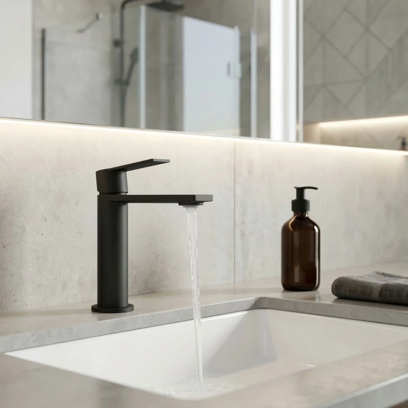 Miscelatore Monocomando Lavabo Fold Nero Opaco Aquasanit