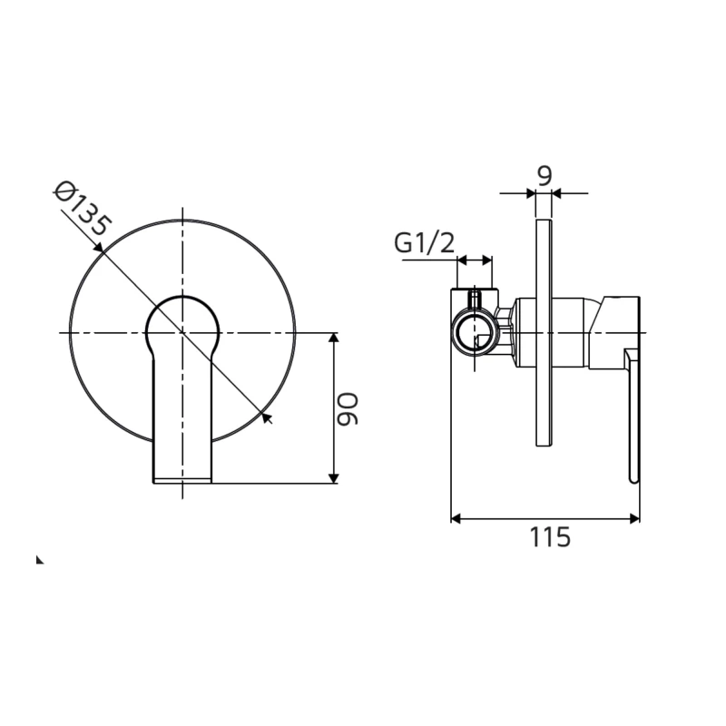 Miscelatore Monocomando Incasso Doccia Fold Cromato
