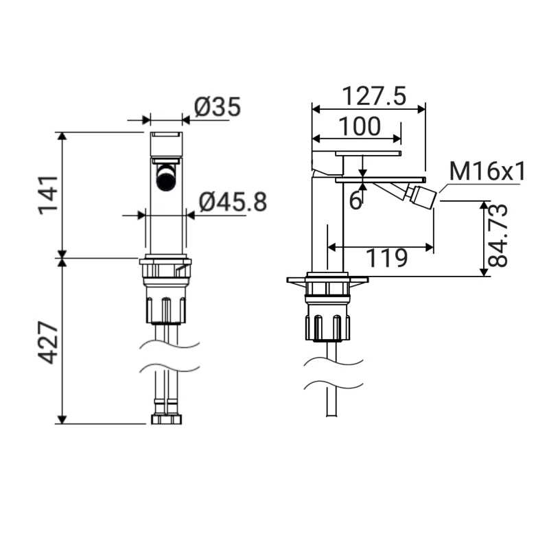Miscelatore Monocomando Bidet Fold Cromato Aquasanit