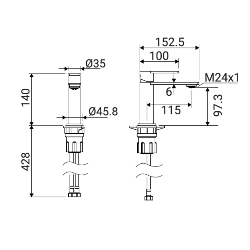 Miscelatore Monocomando Lavabo Fold Cromato Aquasanit