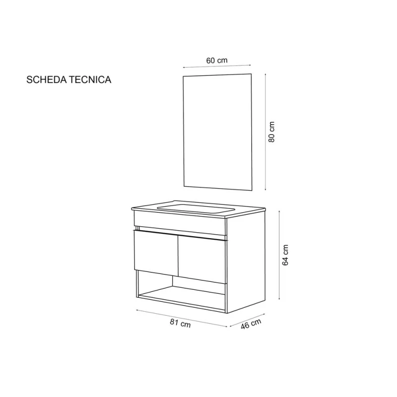 Feridras Revital 80 cm bianco frassinato - Mobile bagno