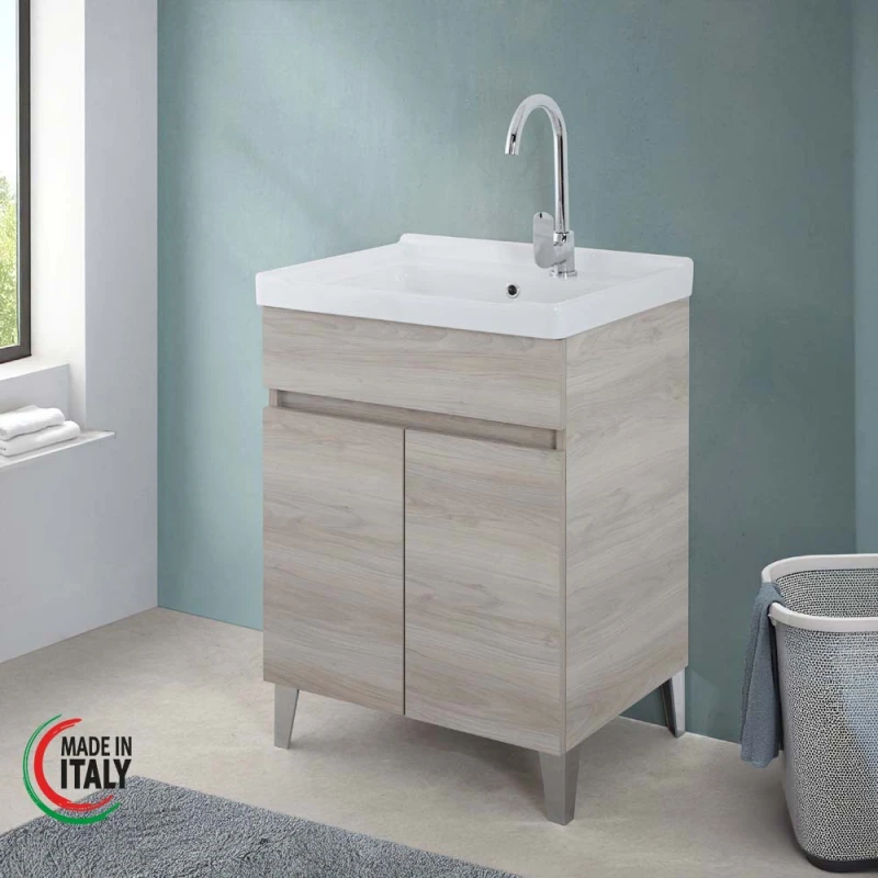Mobile lavatoio Feridras 60 cm rovere grigio