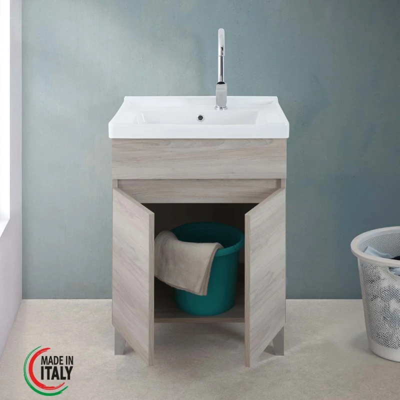 Mobile lavatoio Feridras 60 cm rovere grigio