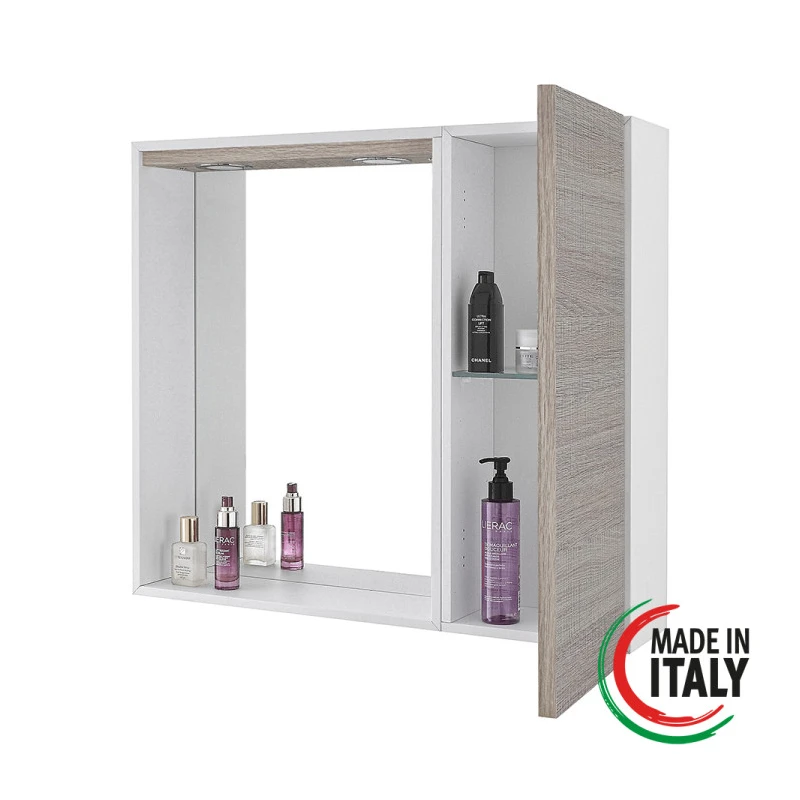 Specchiera Mondo 2.0 Feridras in rovere chiaro con LED