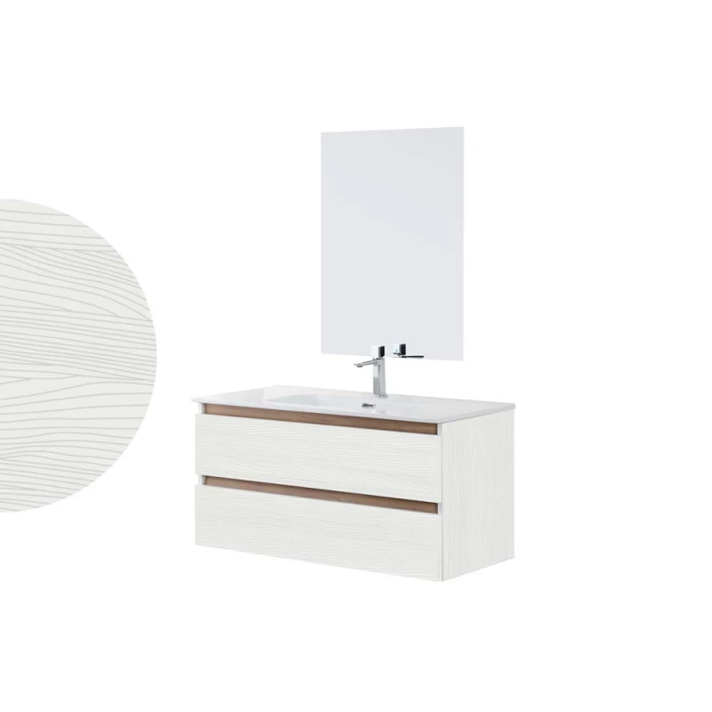Composizione bagno Revital Feridras 100 cm bianco frassinato