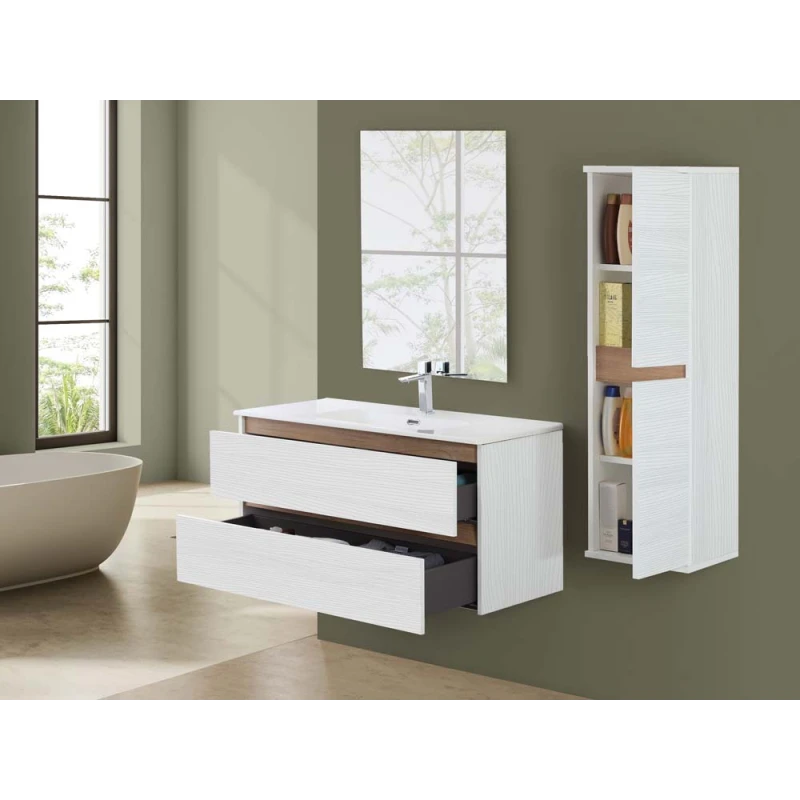 Composizione bagno Revital Feridras 100 cm bianco frassinato