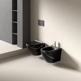 Vaso sospeso Feridras T-Marmorizzato in ceramica marmorizzato nero