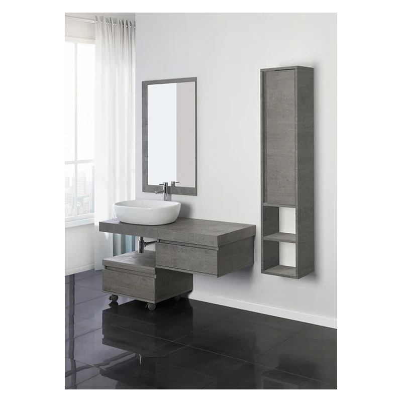 Composizione bagno Shelf Feridras 120 cm cemento