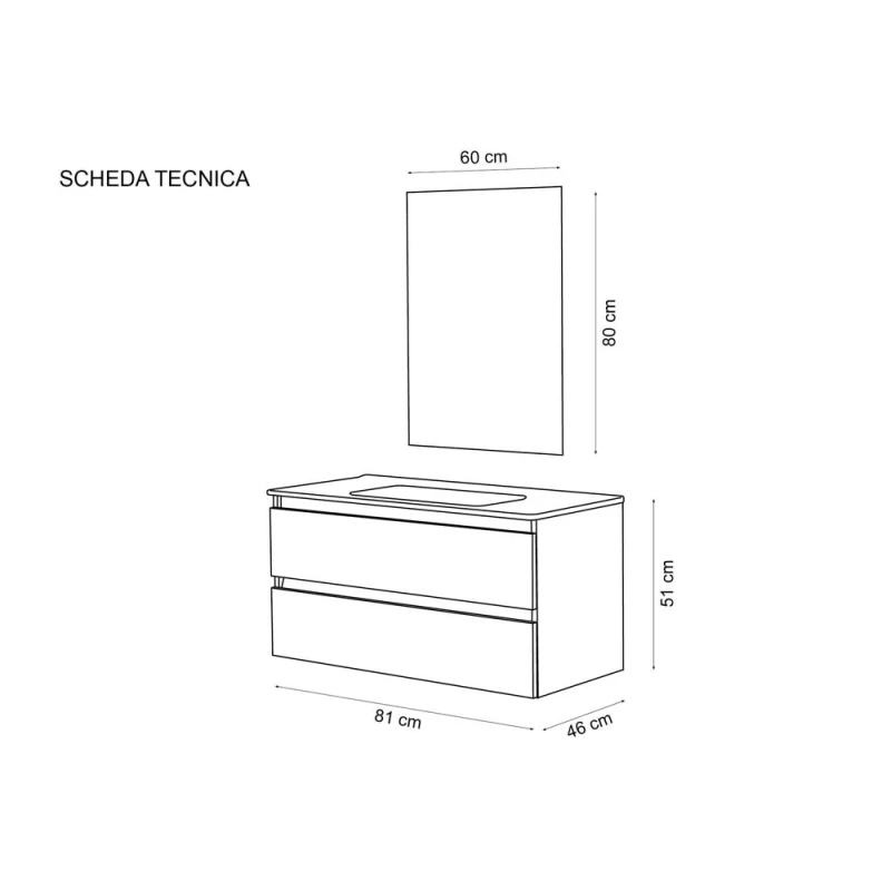 Feridras Revital 80 cm noce canaletto - Mobile bagno