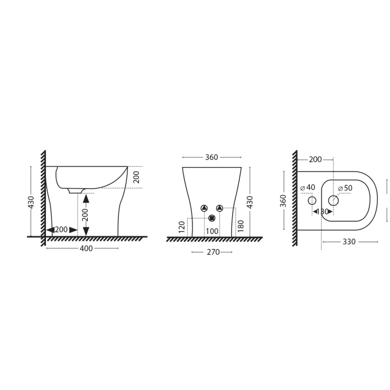 Bidet da terra Feridras Kia in ceramica bianco