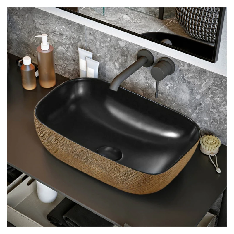 Lavabo da appoggio Feridras in ceramica nero