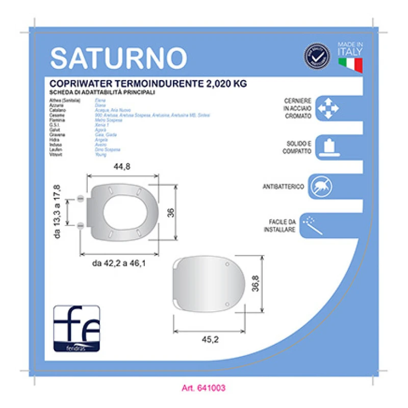 Copriwater Feridras Saturno con chiusura Soft Close