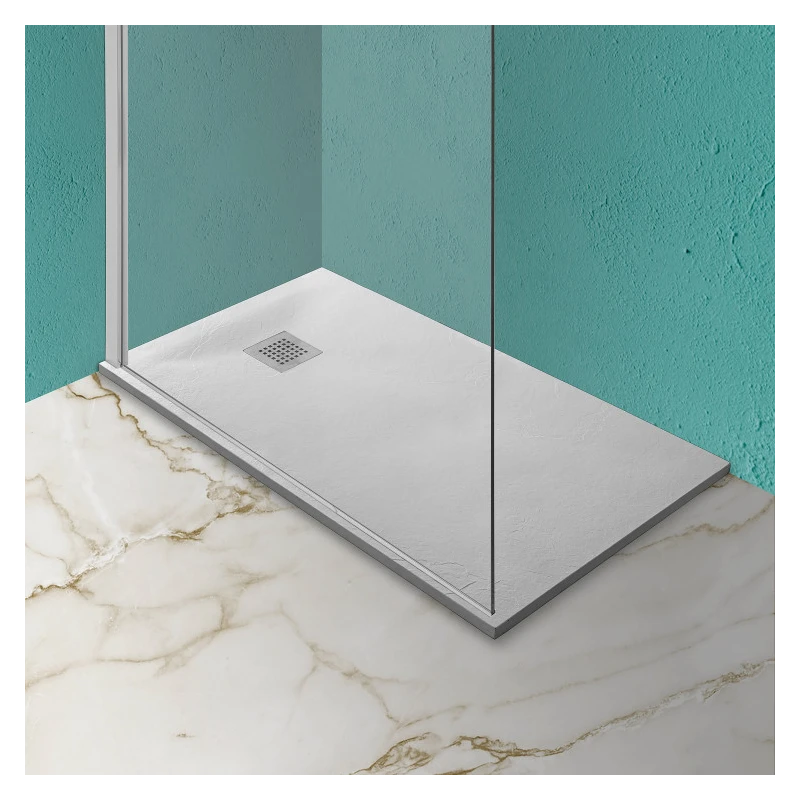 Piatto doccia in marmoresina bianco effetto pietra 70x170 cm