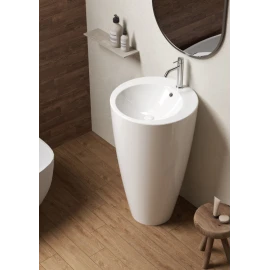 Lavabo freestanding Feridras in ceramica bianco lucido