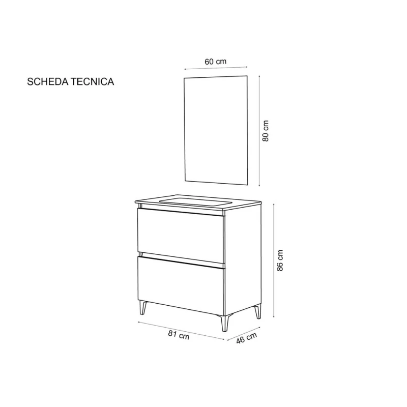 Mobile bagno Revital Feridras 80 cm elegante e compatto