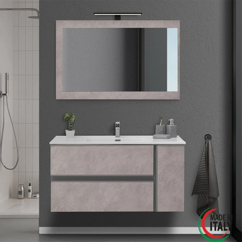 Feridras Oxid 110 cm beton cenere - Mobile bagno sospeso