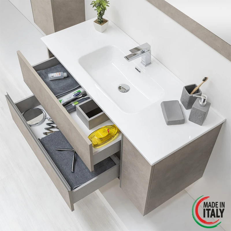 Feridras Oxid 110 cm beton cenere - Mobile bagno sospeso