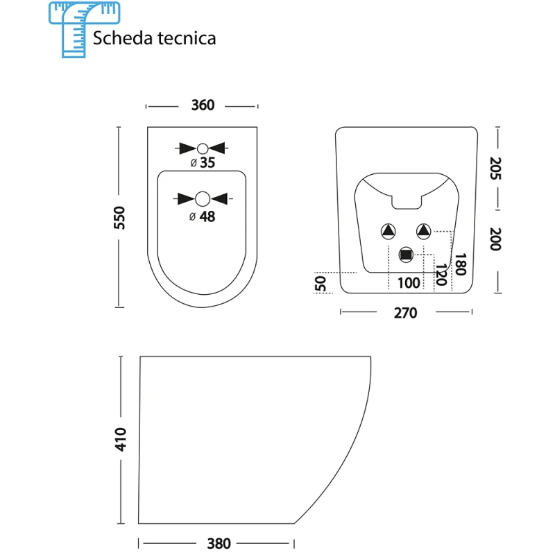 Bidet Feridras T-Color in ceramica bianco opaco