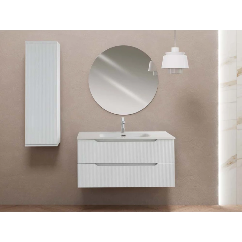 Mobile bagno Feridras Kannè 100 cm bianco cannettato