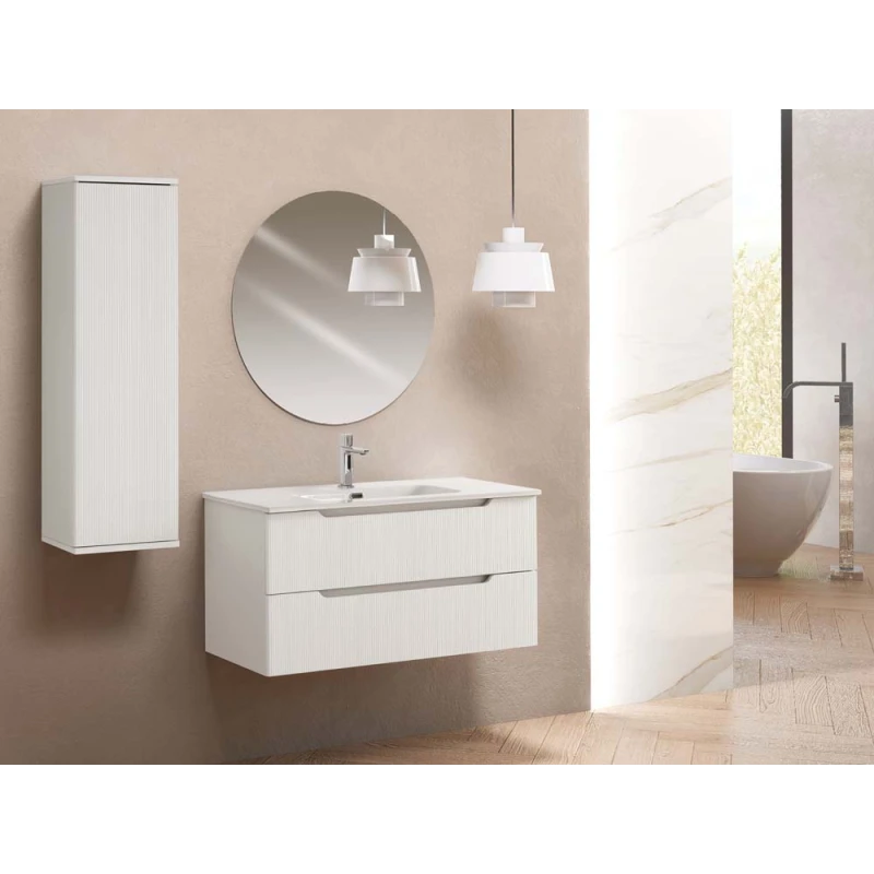 Mobile bagno Feridras Kannè 100 cm bianco cannettato