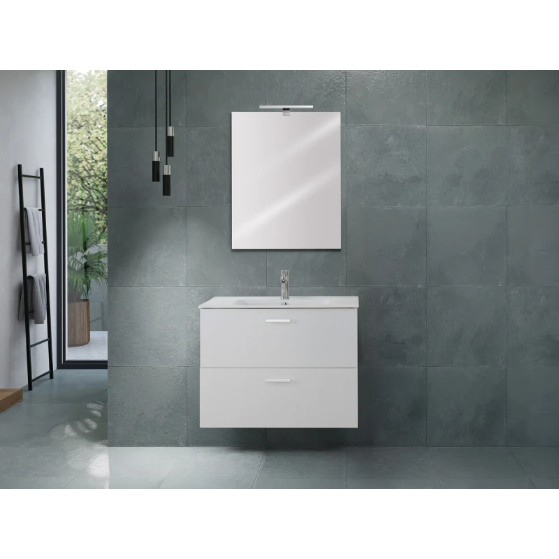 Feridras Greta 80 cm - Mobile bagno sospeso bianco lucido