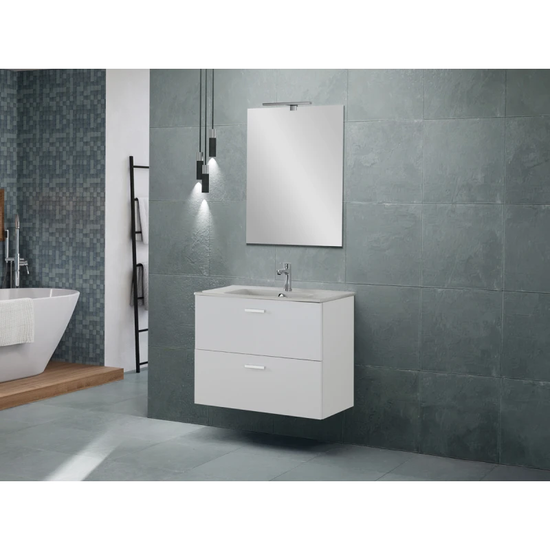 Feridras Greta 80 cm - Mobile bagno sospeso bianco lucido