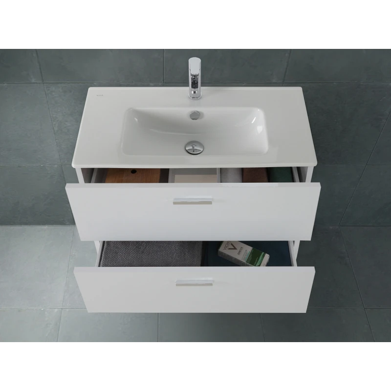 Feridras Greta 80 cm - Mobile bagno sospeso bianco lucido